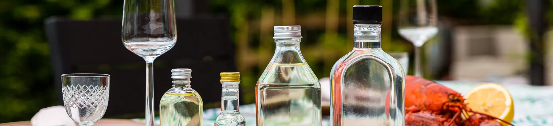 Stora och små spritflaskor i PET
